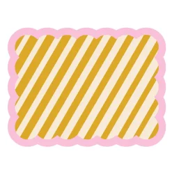 Set De Table Biscotti A Rayures - 38 Cm X 48 Cm - Ocre & Rose