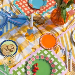 Set De Table Biscotti A Rayures - 38 Cm X 48 Cm - Bleu & Jaune