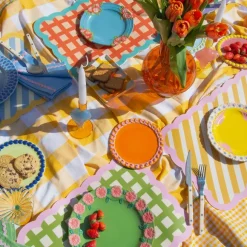 Set De Table Biscotti A Rayures - 38 Cm X 48 Cm - Ocre & Rose