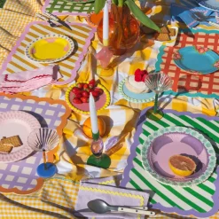 Set De Table Biscotti A Rayures - 38 Cm X 48 Cm - Bleu & Jaune