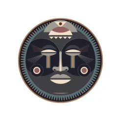 Set De Table Masque Africain Massai En Vinyle - O 38 Cm - Noir