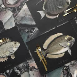 Set De Table Rectangle Poisson Secret En Vinyle - 33 X 45 Cm - Noir