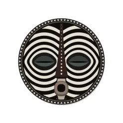 Set De Table Rond Masque Africain Dourou En Vinyle - O 38 Cm
