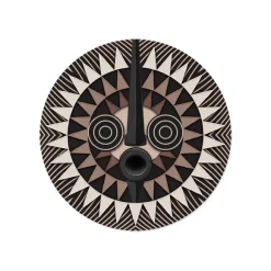 Set De Table Rond Masque Africain Tabaka En Vinyle - O 38 Cm