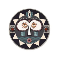 Set De Table Rond Masque Africain Korowai En Vinyle - O 38 Cm
