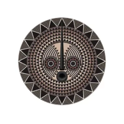 Set De Table Rond Masque Africain Maswa En Vinyle - O 38 Cm