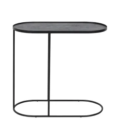 Table A Plateau Oblong En Metal Et Bois - L 69 Cm