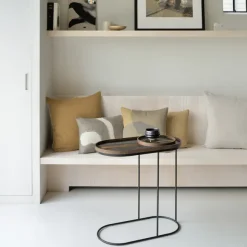 Table A Plateau Oblong En Metal Et Bois - L 69 Cm