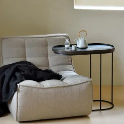 Table A Plateau Oblong En Metal Et Bois - L 69 Cm