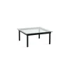 Table Basse Kofi Chene Massif Noir & Verre Clair - L 80 X L 80 X H 36 Cm
