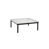 Table Basse Kofi Chene Massif Noir & Verre Roseau Clair - L 100 X L 100 X H 36 Cm
