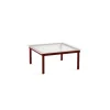 Table Basse Kofi Chene Massif Rouge Grange & Verre Roseau Transparent - L 80 X L 80 X H 36 Cm