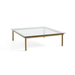 Table Basse Kofi Chene Massif & Verre Clair - L 120 X L 120 X H 36 Cm
