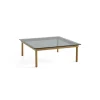 Table Basse Kofi Chene Massif & Verre Teinte Gris - L 100 X L 100 X H 36 Cm