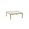 Table Basse Kofi Chene Massif & Verre Roseau Transparent - L 100 X L 100 X H 36 Cm