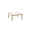 Table Basse Kofi Chene Massif & Verre Roseau Transparent - L 80 X L 80 X H 36 Cm