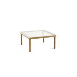 Table Basse Kofi Chene Massif & Verre Roseau Transparent - L 80 X L 80 X H 36 Cm