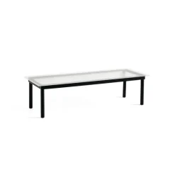 Table Basse Kofi Chene Massif Noir & Verre Roseau Clair - L 140 X L 50 X H 36 Cm