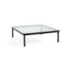 Table Basse Kofi Chene Massif Noir & Verre Clair - L 120 X L 120 X H 36 Cm
