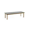 Table Basse Kofi Chene Massif & Verre Teinte Gris - L 140 X L 50 X H 36 Cm