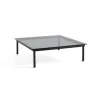 Table Basse Kofi Chene Massif Noir & Verre Teinte Gris - L 120 X L 120 X H 36 Cm