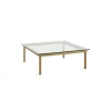 Table Basse Kofi Chene Massif & Verre Clair - L 100 X L 100 X H 36 Cm