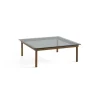 Table Basse Kofi Noyer Massif & Verre Teinte Gris - L 100 X L 100 X H 36 Cm