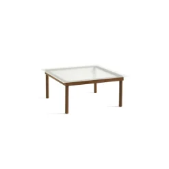 Table Basse Kofi Noyer Massif & Verre Roseau Transparent - L 80 X L 80 X H 36 Cm