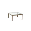 Table Basse Kofi Noyer Massif & Verre Clair - L 80 X L 80 X H 36 Cm