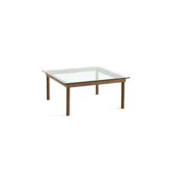 Table Basse Kofi Noyer Massif & Verre Clair - L 80 X L 80 X H 36 Cm