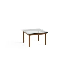 Table Basse Kofi Noyer Massif & Verre Clair - L 60 X L 60 X H 36 Cm