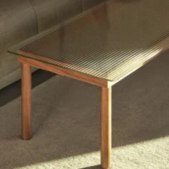 Table Basse Kofi Noyer Massif & Verre Clair - L 60 X L 60 X H 36 Cm