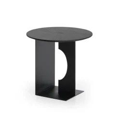 Table D'Appoint Arc En Teck Noir Verni - O 50 Cm