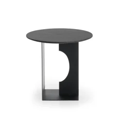 Table D'Appoint Arc En Teck Noir Verni - O 50 Cm