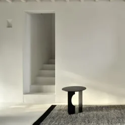 Table D'Appoint Arc En Teck Noir Verni - O 50 Cm