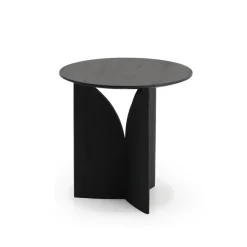Table D'Appoint Fin En Teck Noir Verni - O 50 Cm