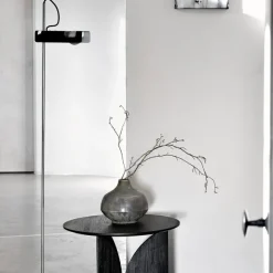 Table D'Appoint Fin En Teck Noir Verni - O 50 Cm