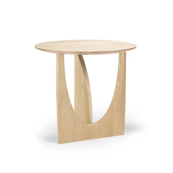 Table D'Appoint Geometric Chene Verni - O 51 X H 50 Cm