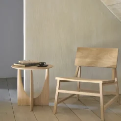 Table D'Appoint Geometric Chene Verni - O 51 X H 50 Cm