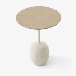 Table D'Appoint Lato Ln8 Chene / Marbre Crema Diva - O 40 Cm
