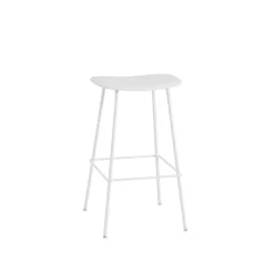 Tabouret Fiber Tube Blanc + Assise Blanc
