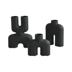 Vase Cobra Double En Ceramique - Noir